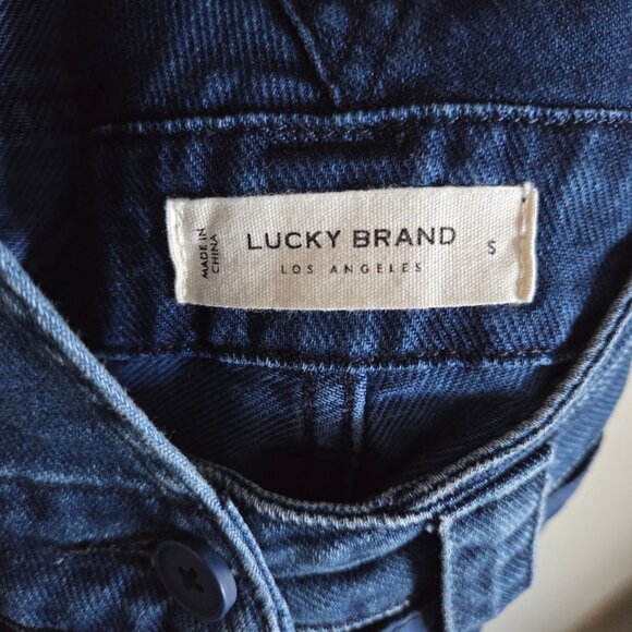 Lucky Brand Soft Utility Denim Overall Blue Indigo Size Women's Small Tie Waist - Picture 2 of 11